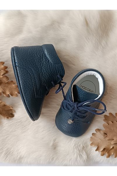 Hodore Navy Blue Genuine Leather Baby Booties