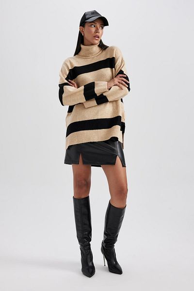DeFacto Relax Fit gestreifte Turtleneck-Tunika A8595ax23wn
