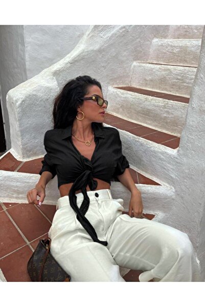 Pafi Moda Γυναικείο μαύρο πουκάμισο υψηλής ποιότητας