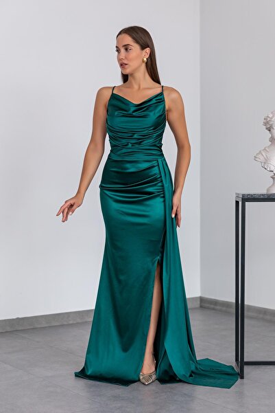 barış sülün lovebox Атласна тканина Gogus Драпірована з розрізом Риб'ячий вир...