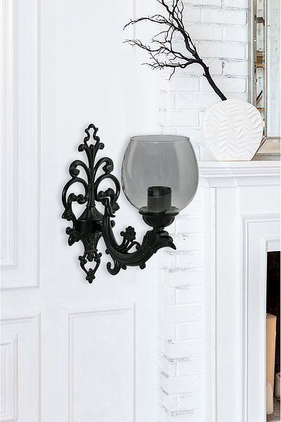 DEDE SINGLE BLACK SAVA LAMP WITH SMOKED GLASS