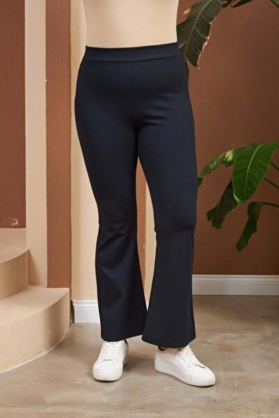 RMG Spanish Leg Large Size Winter Navy Blue Steel Knitted Leggings