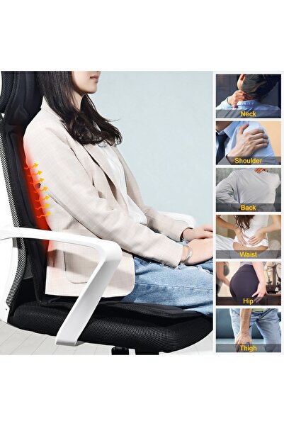 xolo Titreşimli Isıtmalı Kumandalı Ofis Ev Koltuk Masaj Minderi Sırt Bel Baca...