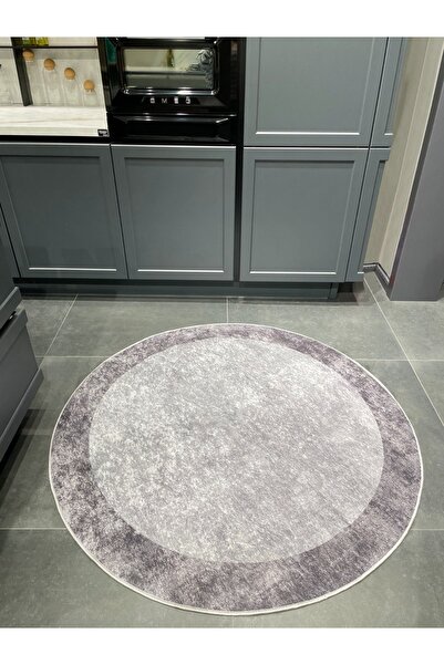 Brillant Geometrik Çizgili Lateks Deri Taban SAÇAKSIZ Mutfak Halısı - GRİ