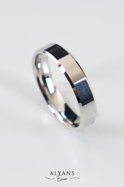 Bora Değerli Madenler 4mm Gümüş Kesme Alyans , Nişan Yüzüğü , Klasik Alyans , 925 Ayar Gümüş Alyans