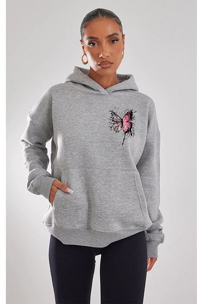 pomelo Γκρι φούτερ Unisex με κουκούλα - εμπριμέ