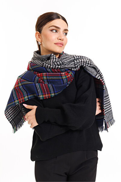 MESCHAIN Şal cu model scoţian în carouri cu două feţe