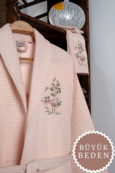 Arliva Home RUBY BÜYÜK BEDEN PIKE BORNOZ SETI SOMON 2XL