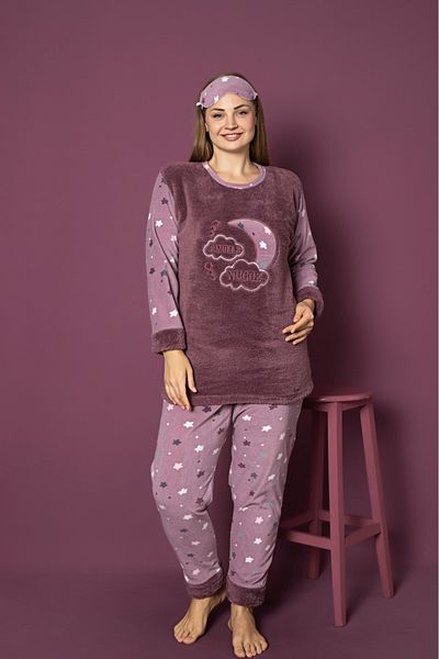 Asel Σετ Πιτζάμες Plus Size Fleece