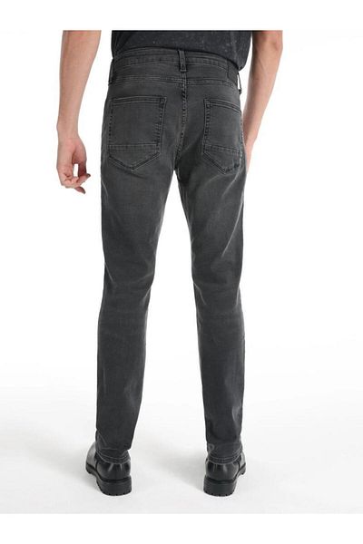 denimfield Ανδρικό παντελόνι με κανονική εφαρμογή κανονικής μέσης μαύρο τζιν 1065543