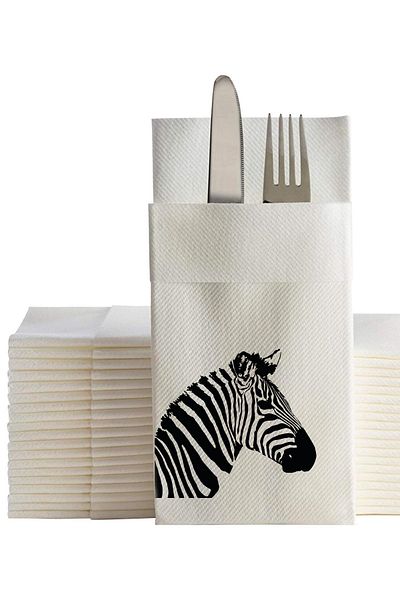 Ake Kağıt Zebra Printed Pocket Napkin 48x48 Cm 50 Pieces