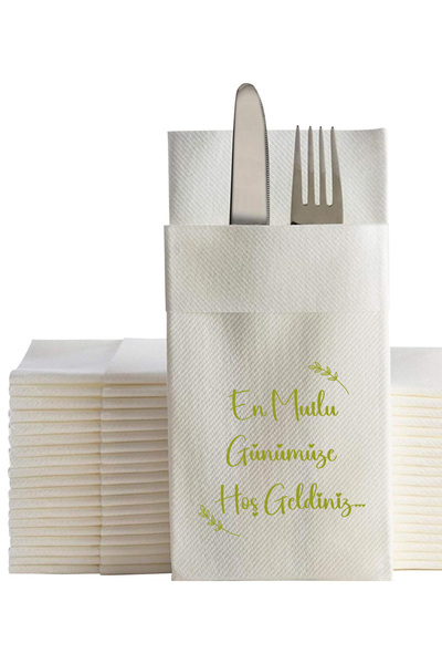 Ake Kağıt منديل مرحبًا بكم في اليوم الأكثر سعادة منديل مطبوع بجيب لحفلات الزف...