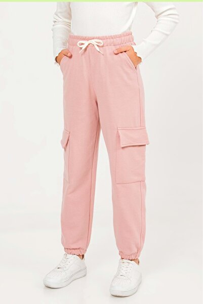 Hopi Kids Fata - Pantaloni de trening cu picior elastic si talie cu cordon