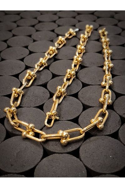 RM Bijuteri Gold Tiffany Necklace Bracelet Set of 2 Combination