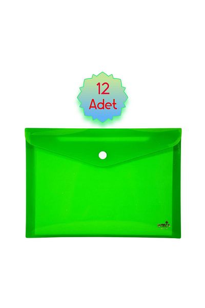 Umix Snap Fastener A4 Envelope File Neon Green 12 Pieces