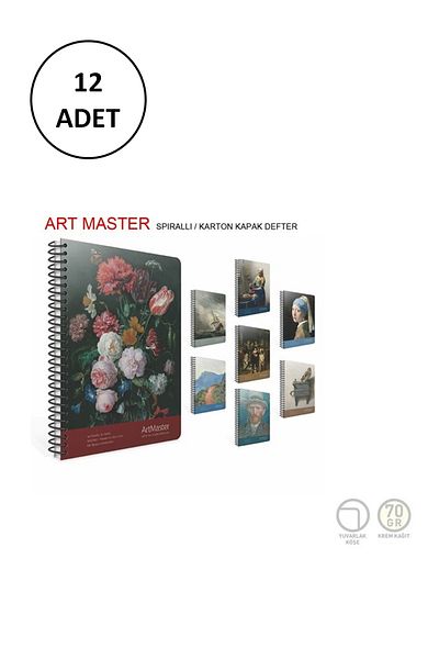 Gıpta Art Master 19x26 cm Striped Spiral Cardboard Cover - 100 yp 12 Pieces