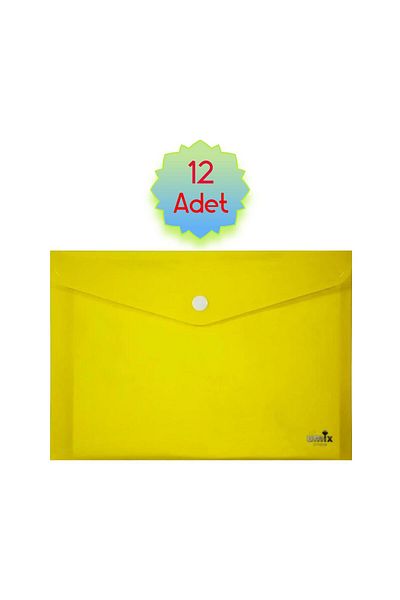 Umix Snap Fastener A4 Envelope File Neon Yellow 12 Pieces
