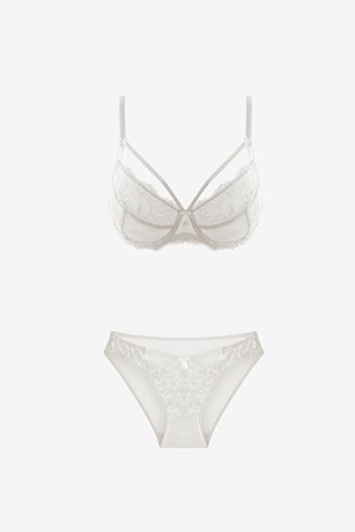 AYYILDIZ 103 Ecru melltartó bugyi szett