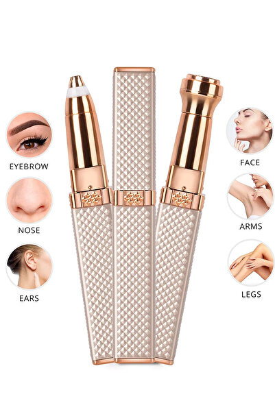 Mobee Yeni Nesil Luxury 2 Başlıklı Şarjlı Işıklı Kaş Bıyık Yüz Çevresi Kadın Tüy Epilasyon Traş Makinesi