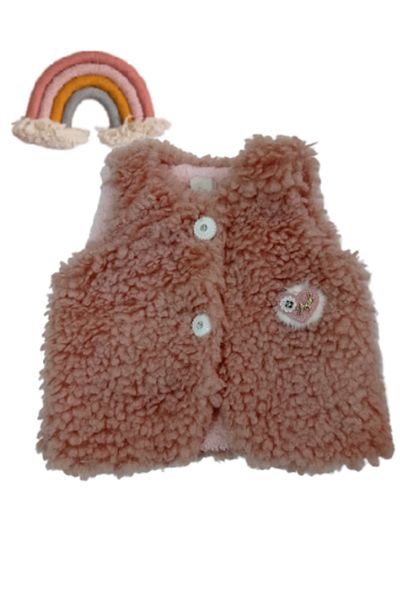Dandini Buttoned Fleece Baby & Kids Soft Plush Vest Powder