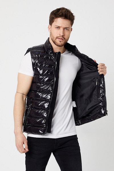 Oliggopol Férfi Slim Fit fényes puffermellény