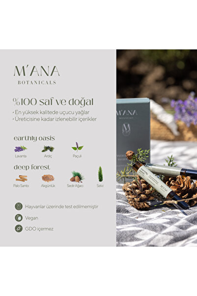 MANA BOTANICALS Woodland Wonders Roll On Set, Paçuli Yağı Ve Ardıç Tohumu, Sedir Ağacı, Selvi Yağı Ve Palo Santo