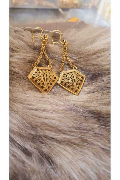 barisiva gold 22 AYAR ALTIN KAPLAMA ŞIK DESENLİ HİNT KÜPE