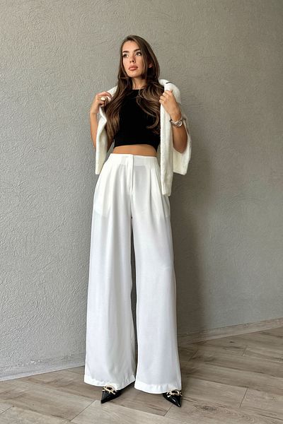 Seda Yalçın Atelier Ecru Elastic Detailed Palazzo Trousers