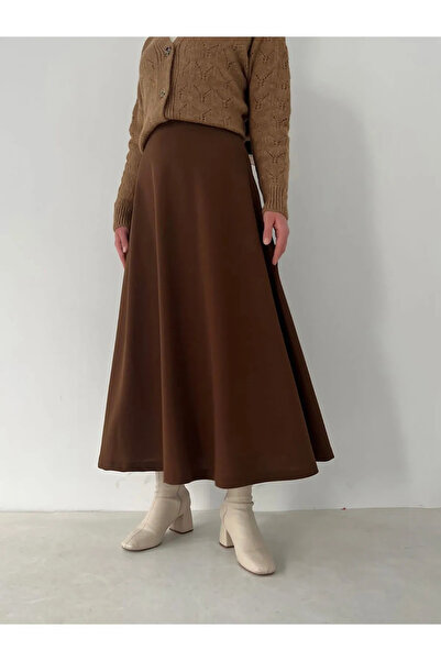 CNG MODA Fusta evazată PUFF SCUBA ALBA