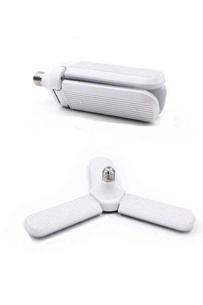 Coral Light Pervane Led Ampul 3 Kollu Katlanabilir 40w 6500k Beyaz Işık Yaprak Led Ampul