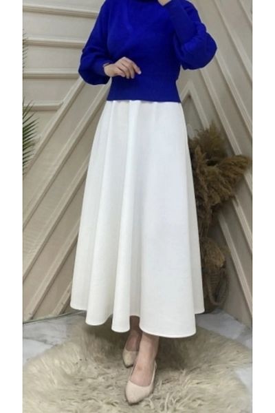CNG MODA PUF SCUBA CLOSE SKIRT WHITE