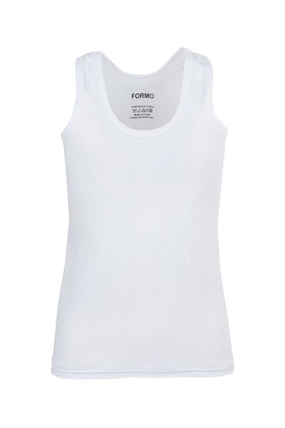 FORMO Set of 6 Boy's White Ribbed Cotton Undershirt