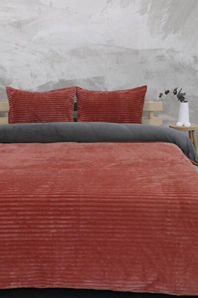 Merinos Σετ Παπλωματοθήκης Eternity Corduroy βελούδινο μονόκλινο - μπορντό