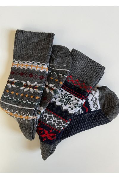Hakan Collezione 2 db vastag törölköző mintás téli zokni készlet