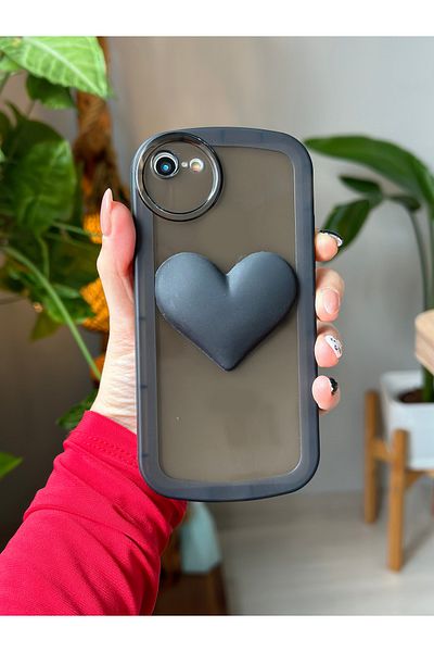 Go Aksesuar حافظة شفافة متوافقة مع هاتف Iphone 7 - 8 - Se 2020 ثلاثية الأبعاد على شكل قلب