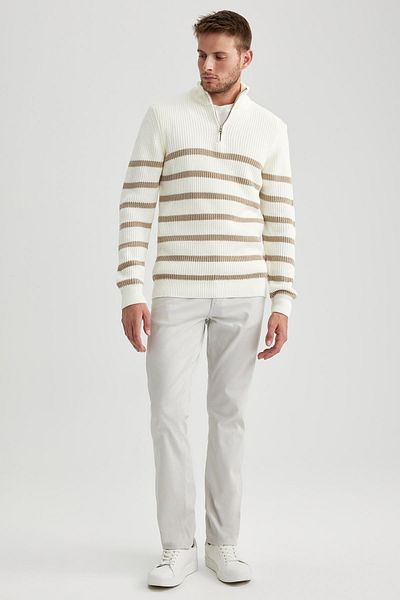 DeFacto Standard Fit Regular Cut Gestreifter Rollkragenpullover B0580ax23wn