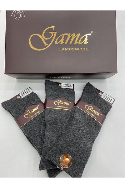Gama Çorap 3 τεμάχια γνήσιες ανδρικές κάλτσες από μαλλί αρνιού χωρίς ελαστικό (διαβητικό) χοντρές χειμερινές κάλτσες