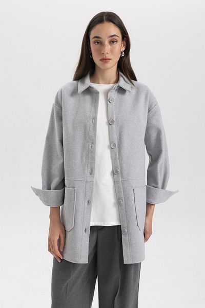 DeFacto Relax Fit Gabardine Long Sleeve Shirt Tunic B0285ax23wn
