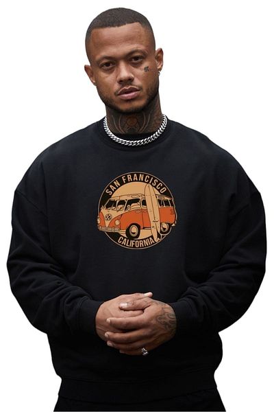 BENROMA Unisex Car Printed Crew Neck Sweat
