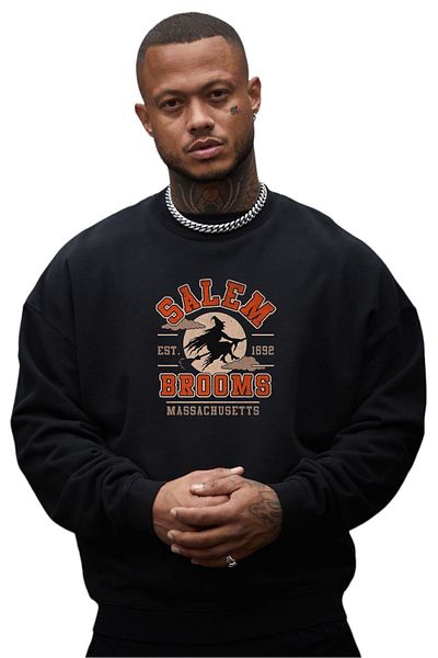BENROMA Unisex Salem Printed Crew Neck Sweat