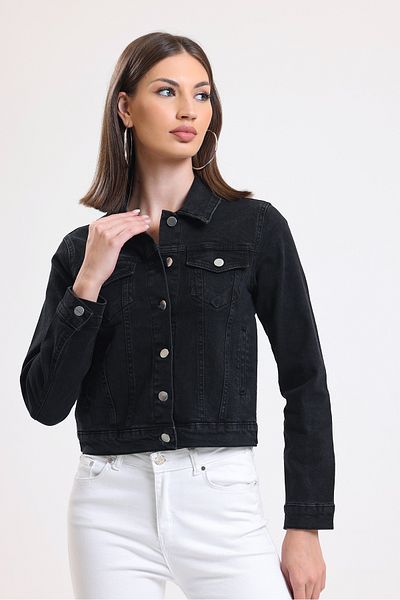 DKmoda Черно базово дънково яке DK001