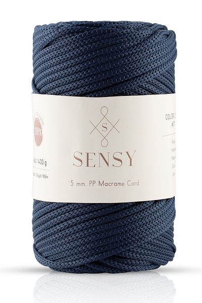 SENSY 5 Mm - 400 gr Ață de macrame din poliester Albastru închis 95 M Ață de macrame din poliester Ață de alimentare și ață de pungă