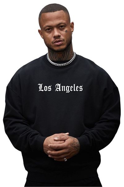 BENROMA Unisex Los Angeles Written Crew Neck Sweat