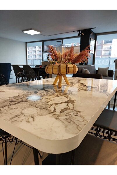 yaşam mobilya Tel Masa Sandalye Takımı Oval Kenarlı