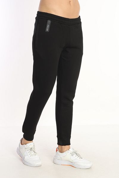 NEED LİFE Men's Black Winter Cotton Elastic Leg Slim Fit Sweatpants