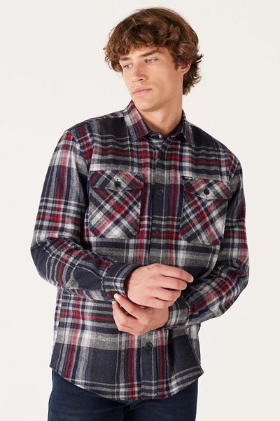 WRANGLER Casual Cut Long Sleeve Anthracite Men's Lumberjack Shirt W232138003