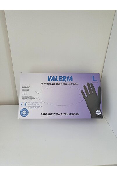 VALERIA Pudrasız Siyah Nitril Eldiven "l" 1 Koli 20 Adet