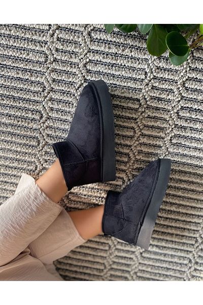 TRODONS Botine ultra mini din piele intoarsa Pantofi de barca pentru femei cu talpa plată și înaltă cu blană în interior