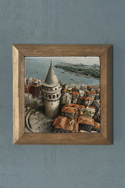 FİNS STONE DECOR Masif Çerçeveli İstanbul Galata Kulesi Doğaltaş Tablo Fins 2...