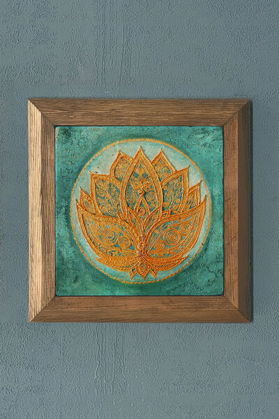 FİNS STONE DECOR Floarea Lotus Mistic-Masiv Cadru Pictură de piatră-Decor de ...